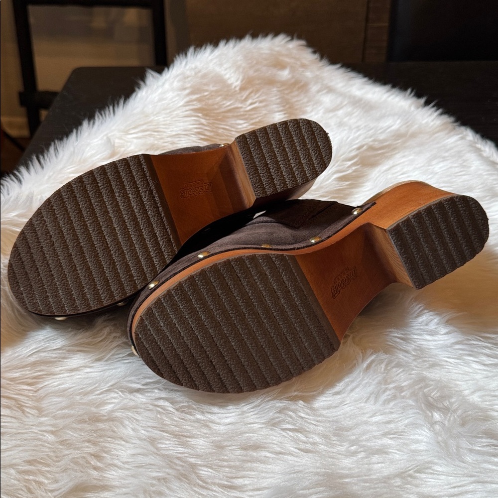 Dr. Scholl's Dark Brown Suede Slip-On Clog Mules - Picture 3 of 4